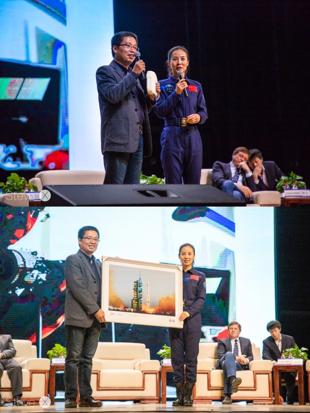 苟秉宸教授与航天员王亚平现场互动（谢元昊 摄）